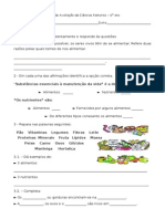 Ficha de Avaliação de Ciências Naturais (Os Nutrientes2)