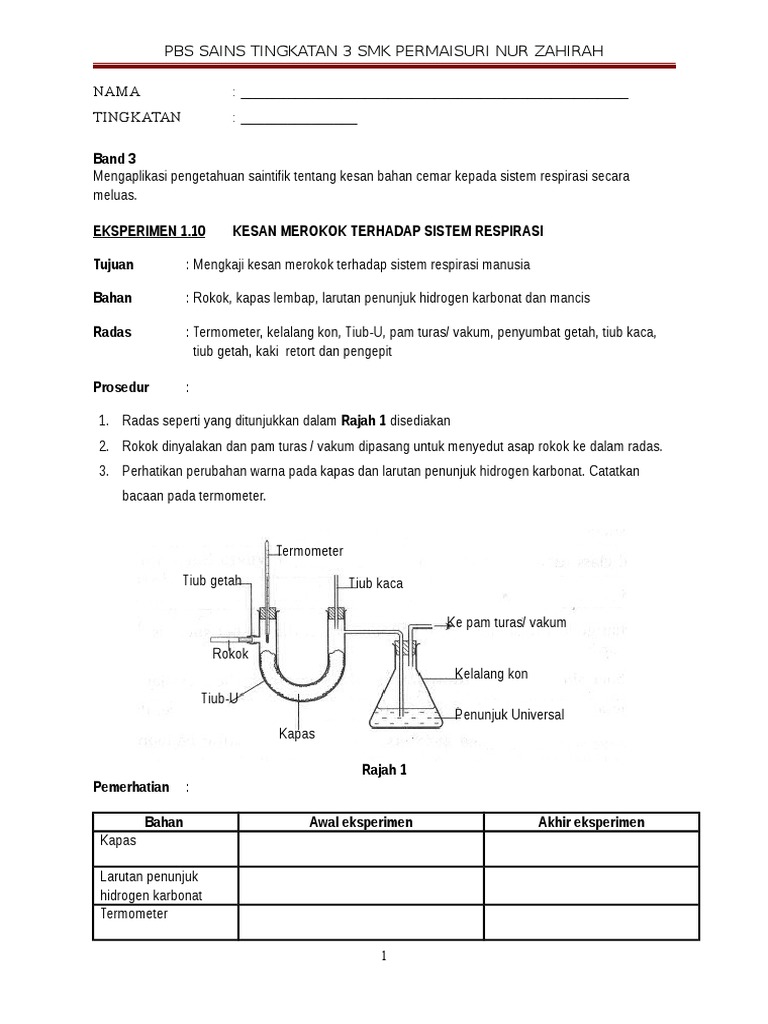 BAB 1 (EKPERIMEN KESAN MEROKOK) PBS.doc