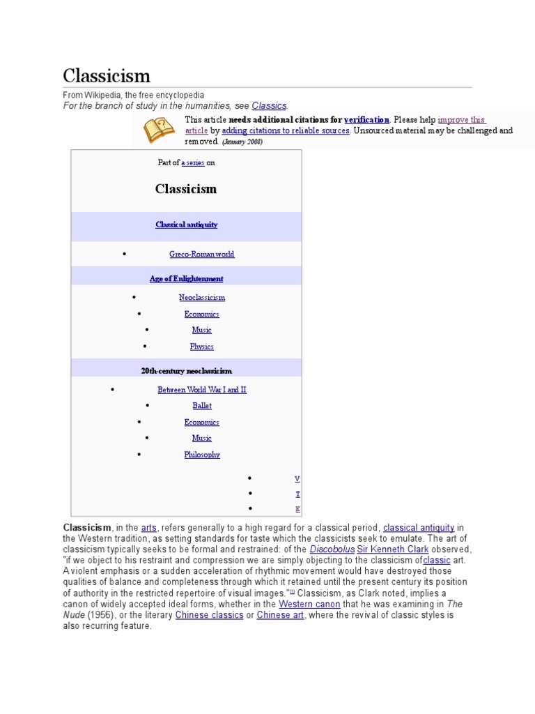 Classicism Pdf Greco Roman World Classicism