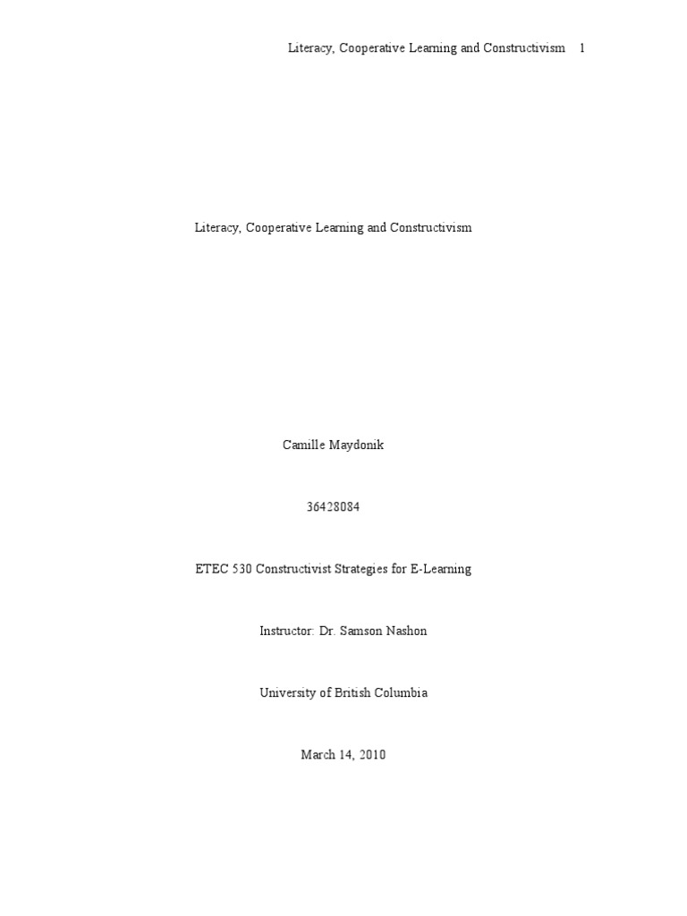 Literacy, Cooperative Learning and Constructivism | PDF ...