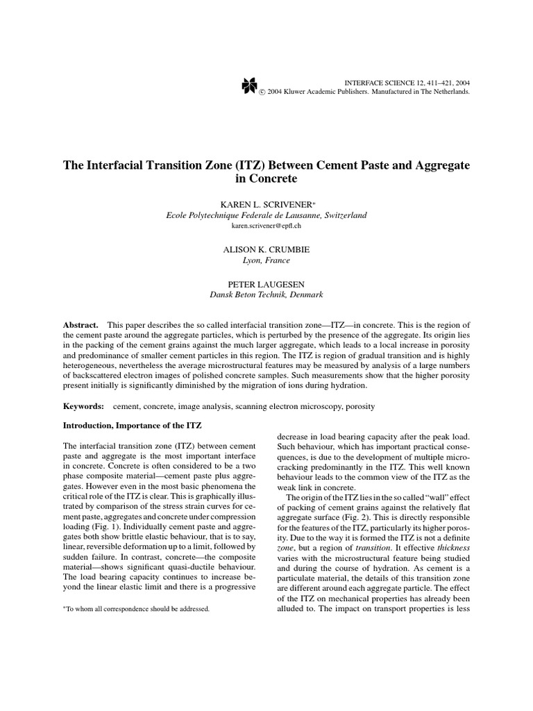 Understanding the Interfacial Transition Zone | PDF | Porosity ...