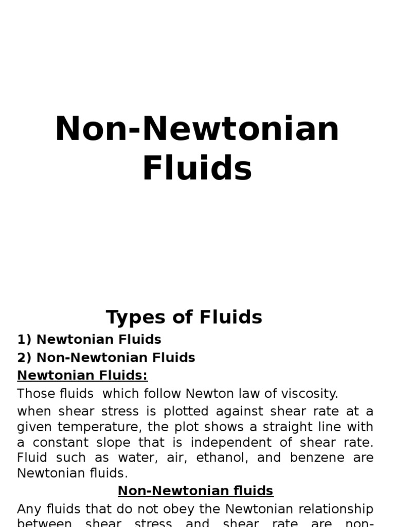 Non Newtonian Fluids | PDF | Shear Stress | Viscosity