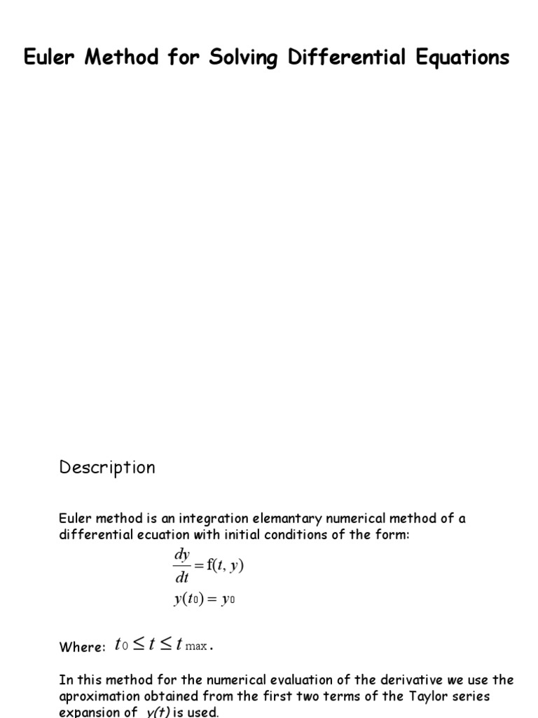 Euler Method for Differential Equations | PDF | Differential Equations ...