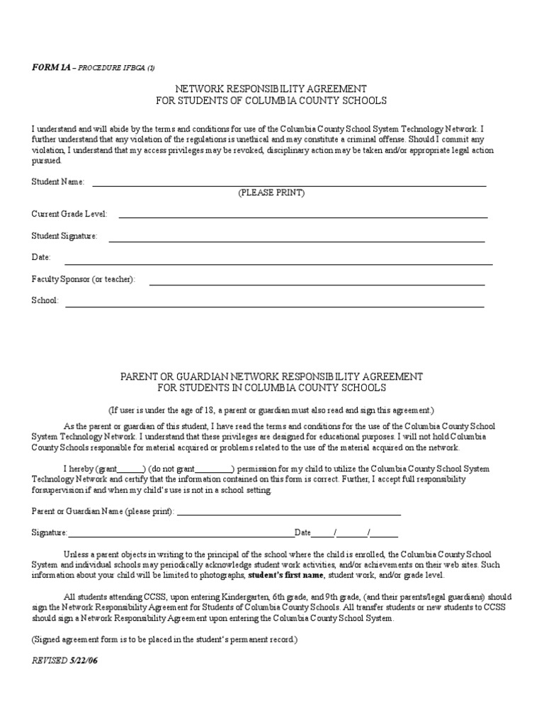 Network Responsibility Forms | PDF | State School | Parent