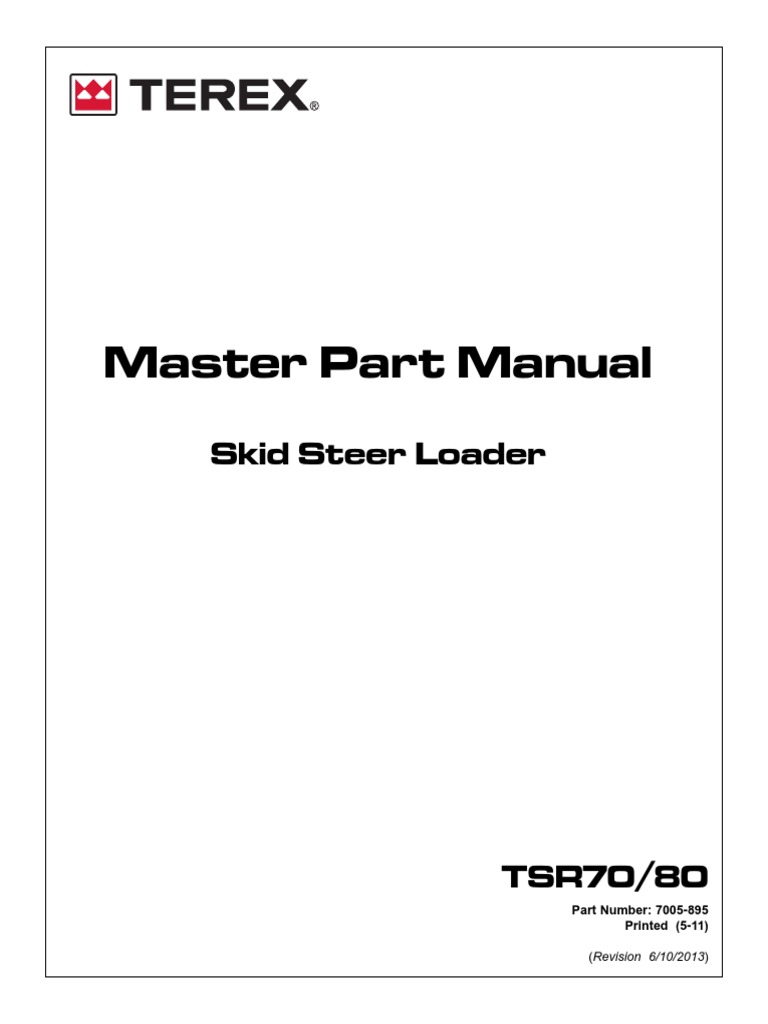 TSR70-80 Skid Steer Loader Master Parts Manual 7005-895