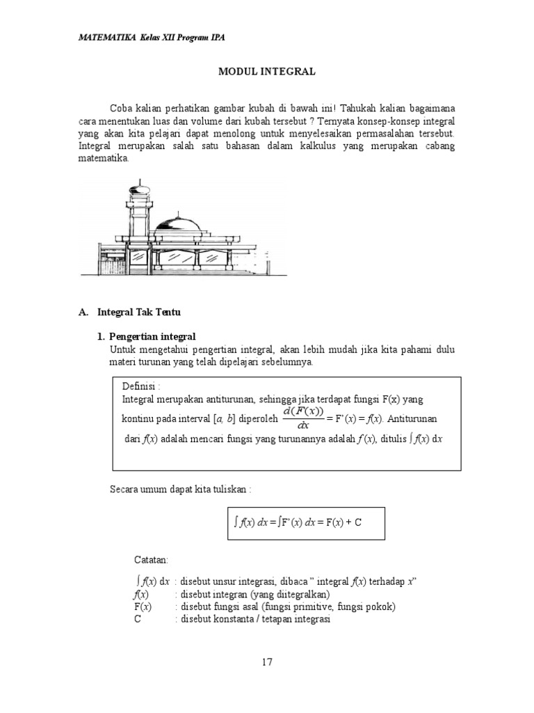 Modul Integral Matematika Kelas XII | PDF