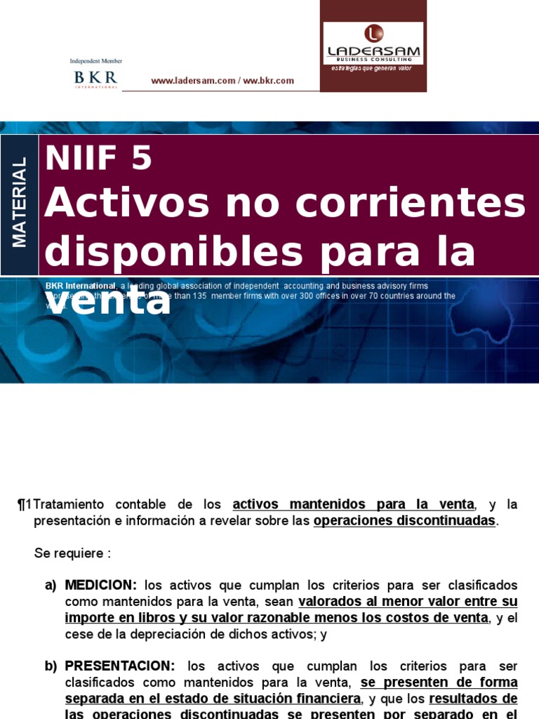 NIIF 5: Activos No Corrientes en Venta | PDF | Estado de resultados ...