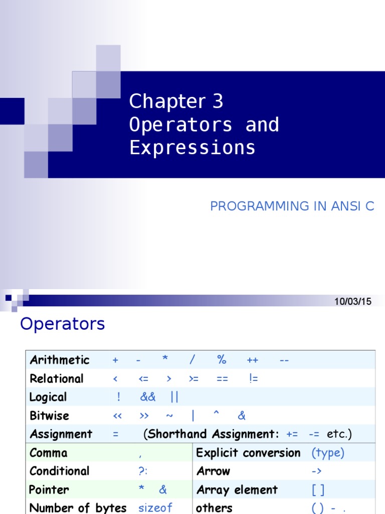 Operators and Expressions: Programming in Ansi C | PDF | Data Type ...