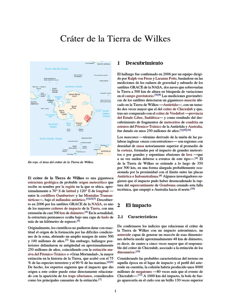 Cráter Wilkes: Impacto y Extinción | PDF | Ciencia planetaria | Naturaleza
