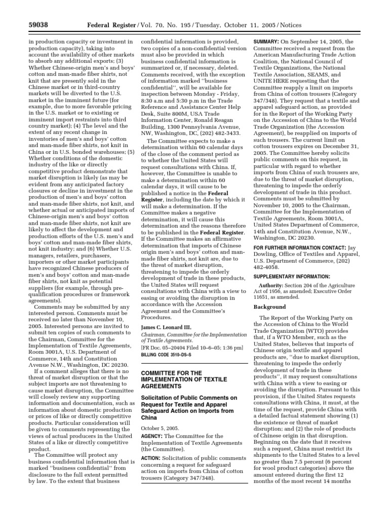 Notice: Cotton, Wool, and Man-Made Textiles | PDF | Cotton | Wool