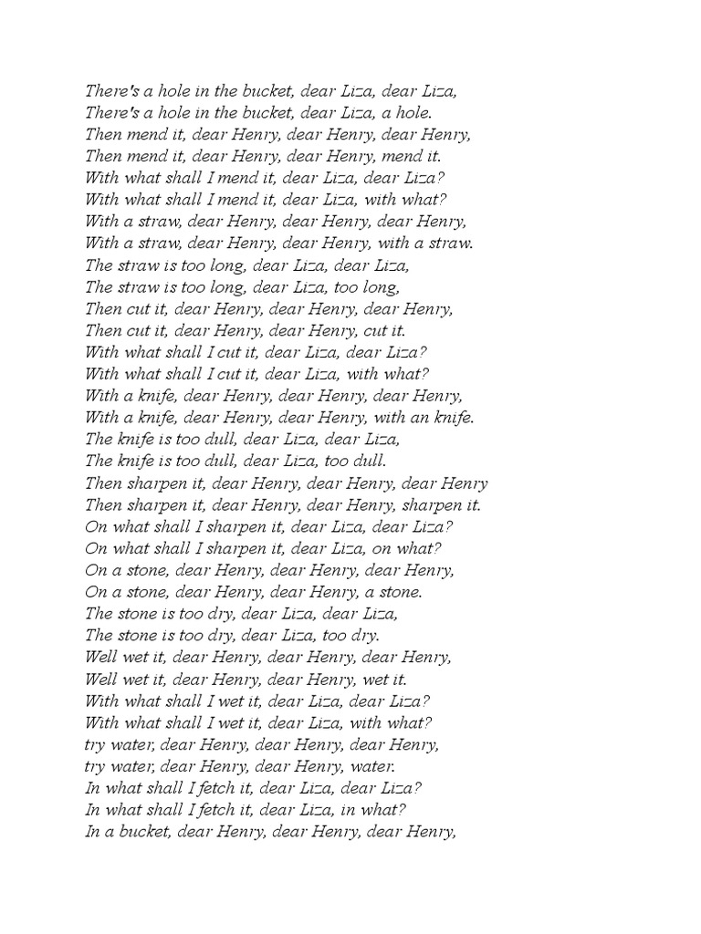 Theres A Hole in My Bucket PDF