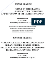 Tachysystole in Term Labor Incidence, Risk Factors, Outcomes and Effect On Fetal Heart Tracings