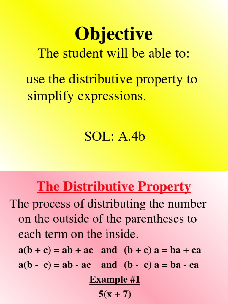 Distributive Property and Expression Simplification | PDF