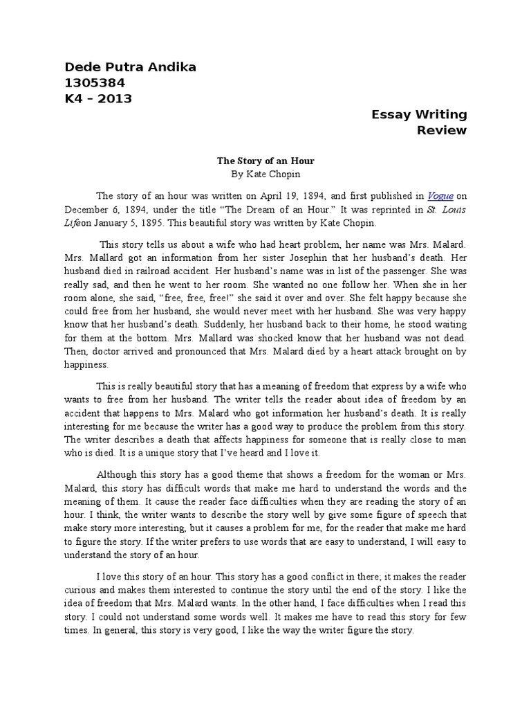 literary analysis essay example the story of an hour