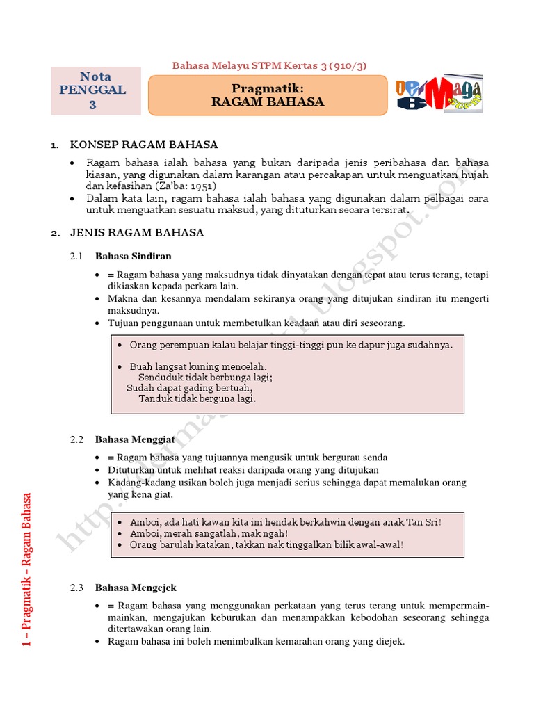 Nota Ragam Bahasa Pdf