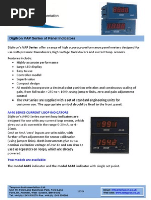 Digitron VAP Series Panel Indicators | PDF | Instrumentation | Alternating  Current
