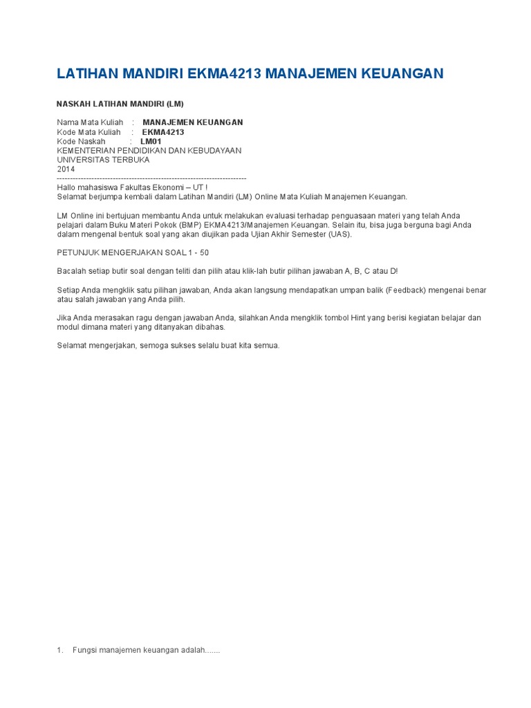 Ekma4213 Manajemen Keuangan