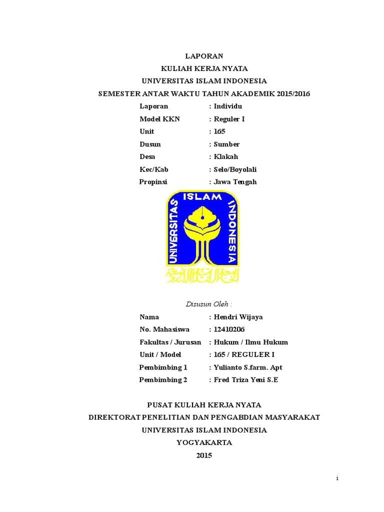 Laporan Individu Kkn Hukum