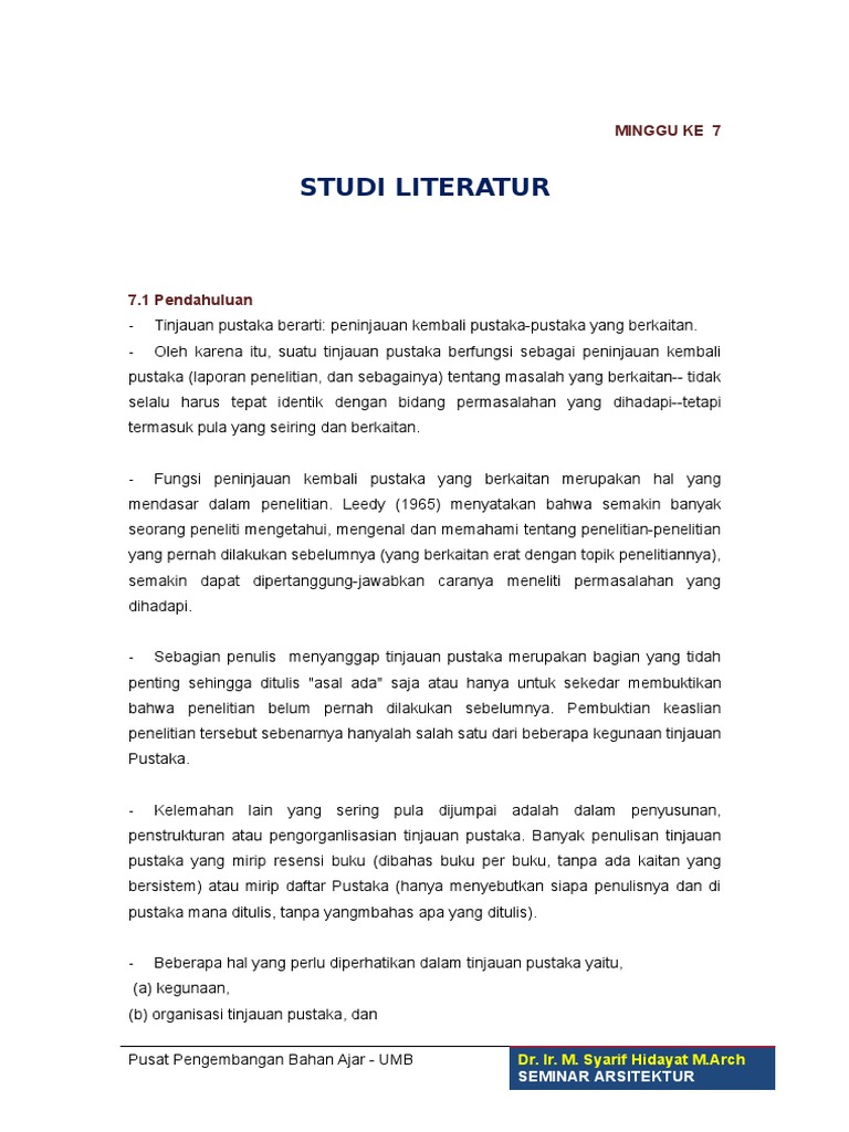 Studi literatur adalah