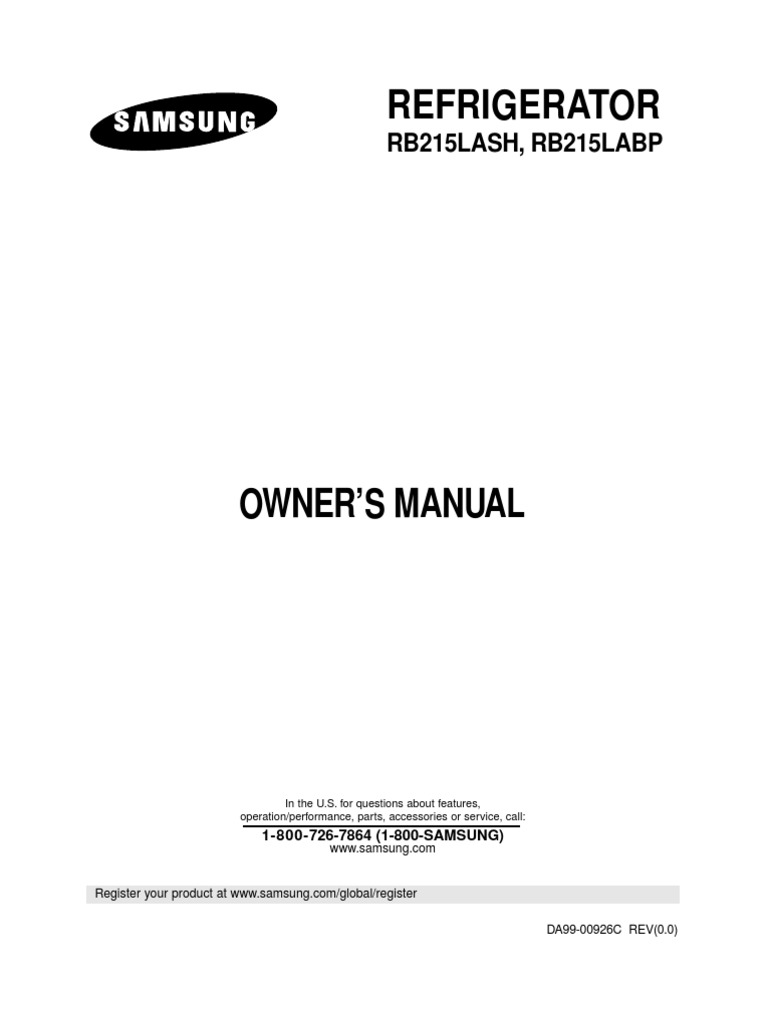 Samsung Refrigerator Manual | Refrigerador | Enchufes y tomas de