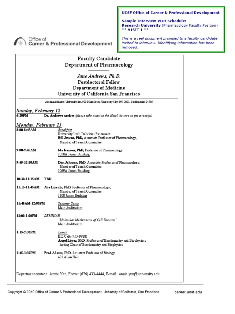 research interview schedule example