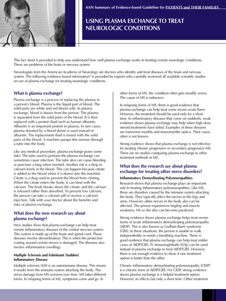 Using Plasma Exchange To Treat Neurologic Conditions PDF Multiple