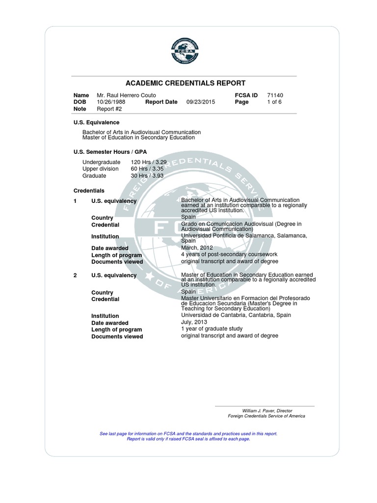 Academic Credentials Evaluation Report | PDF | Academic Degree ...