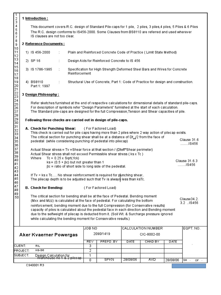 R.C. Design of Standard Pile Caps | PDF | Deep Foundation | Strength Of ...