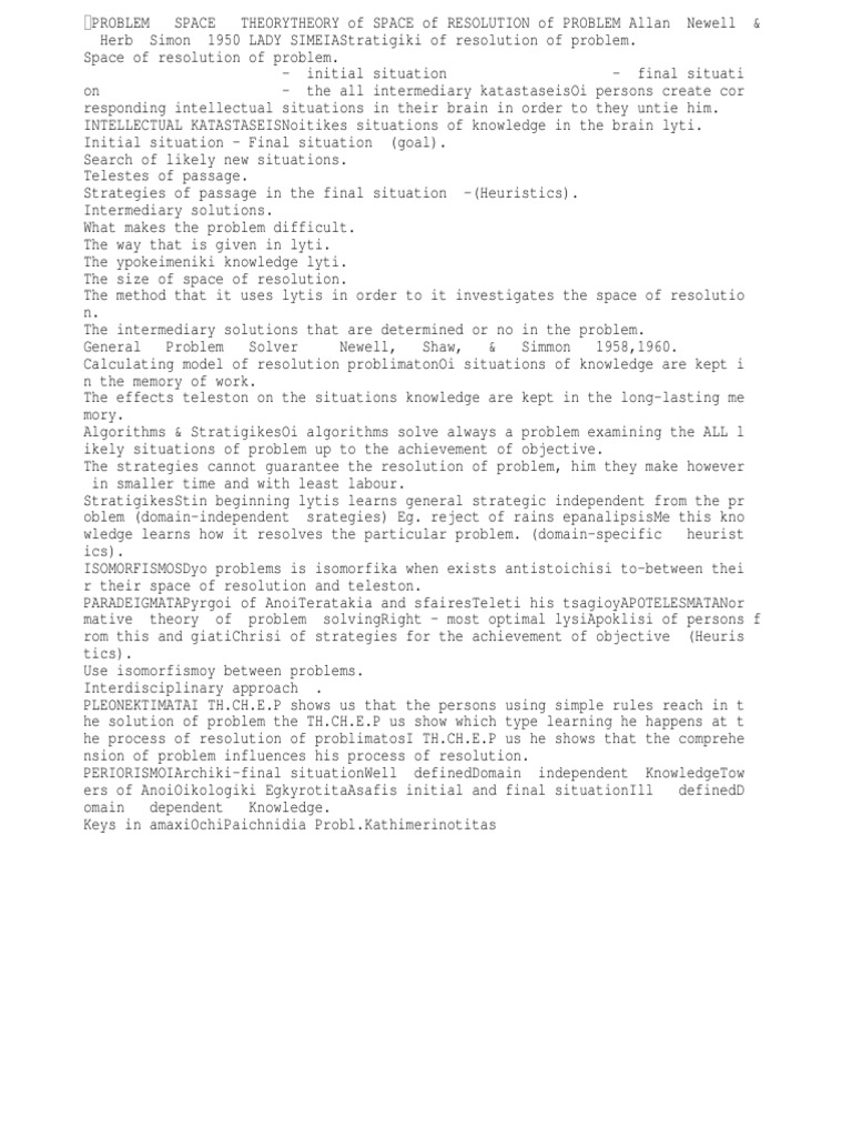 Problem Space Theory in Psychology | PDF | Heuristic | Areas Of ...
