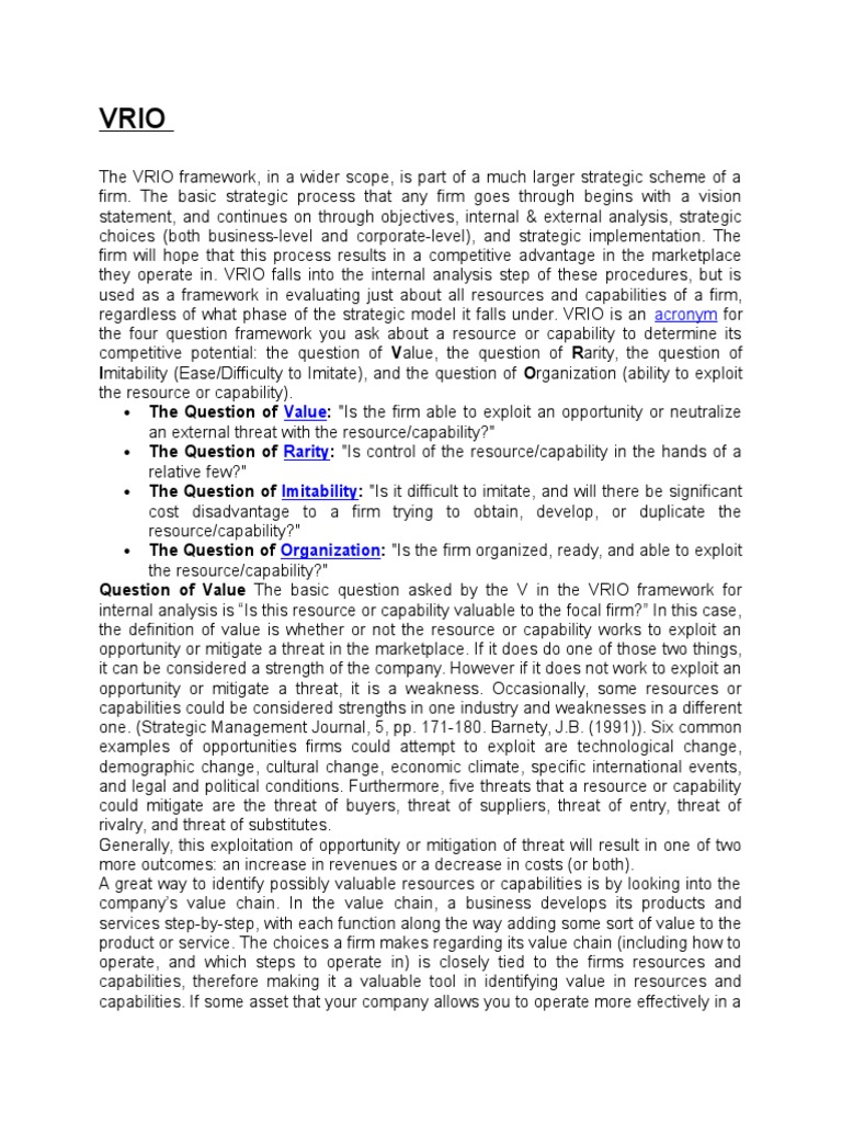 Resources and capabilities vrio image