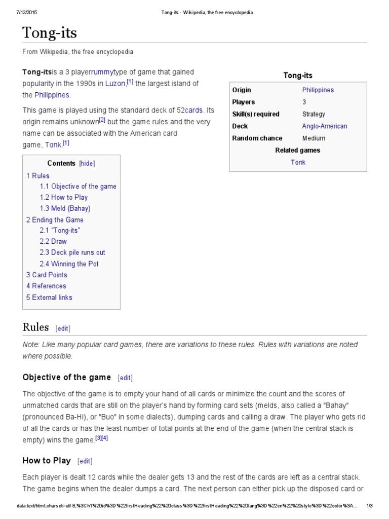 Tongits Wikipedia, The Free Encyclopedia Shedding Type Card Games