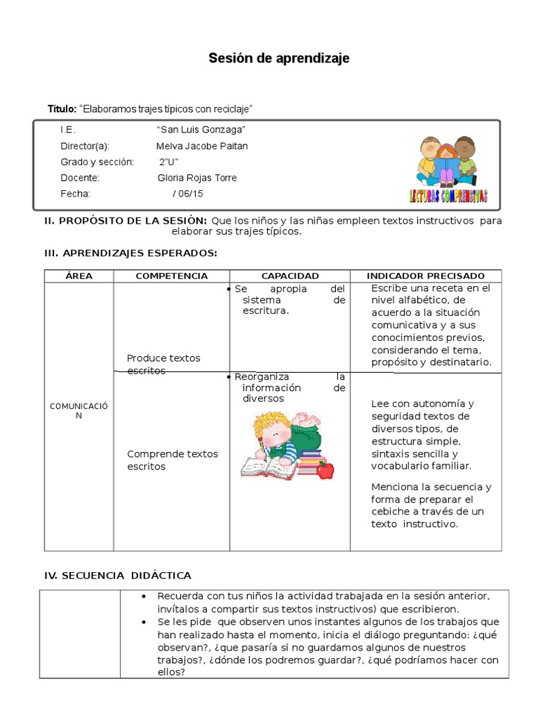 SesiÓn De Aprendizaje Texto Instructivodocx