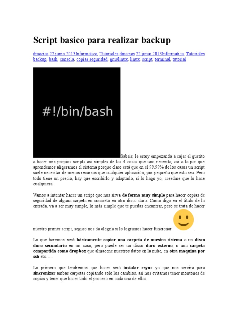 Script simple de backup en Linux | PDF | Apoyo | Software