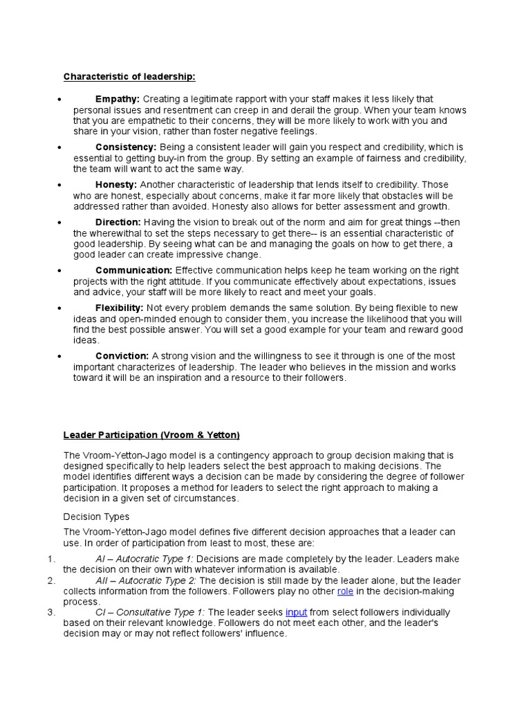 Key Leadership Traits and Decision-Making | PDF | Goal Setting | Goal