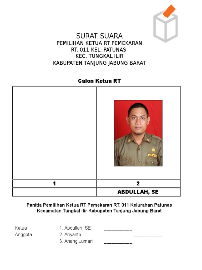 Contoh Surat Suara Pemilihan Rt Pdf Dengan surat undangan pemilihan dapat dijadikan bukti sah nya sebagai pemilih ketika menghadiri ke Tempat Pemungutan Suara TPS.