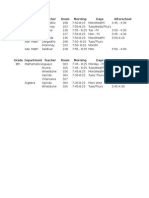 2015-2016 Tutoring Schedule