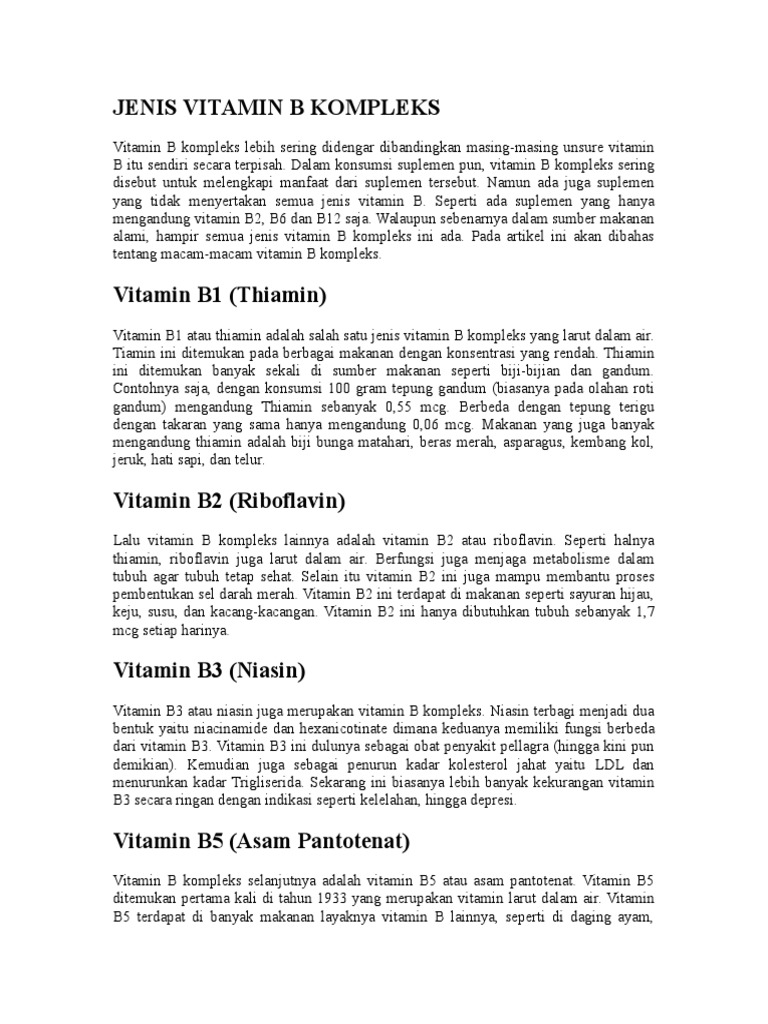 Jenis Vitamin B Kompleks Pdf