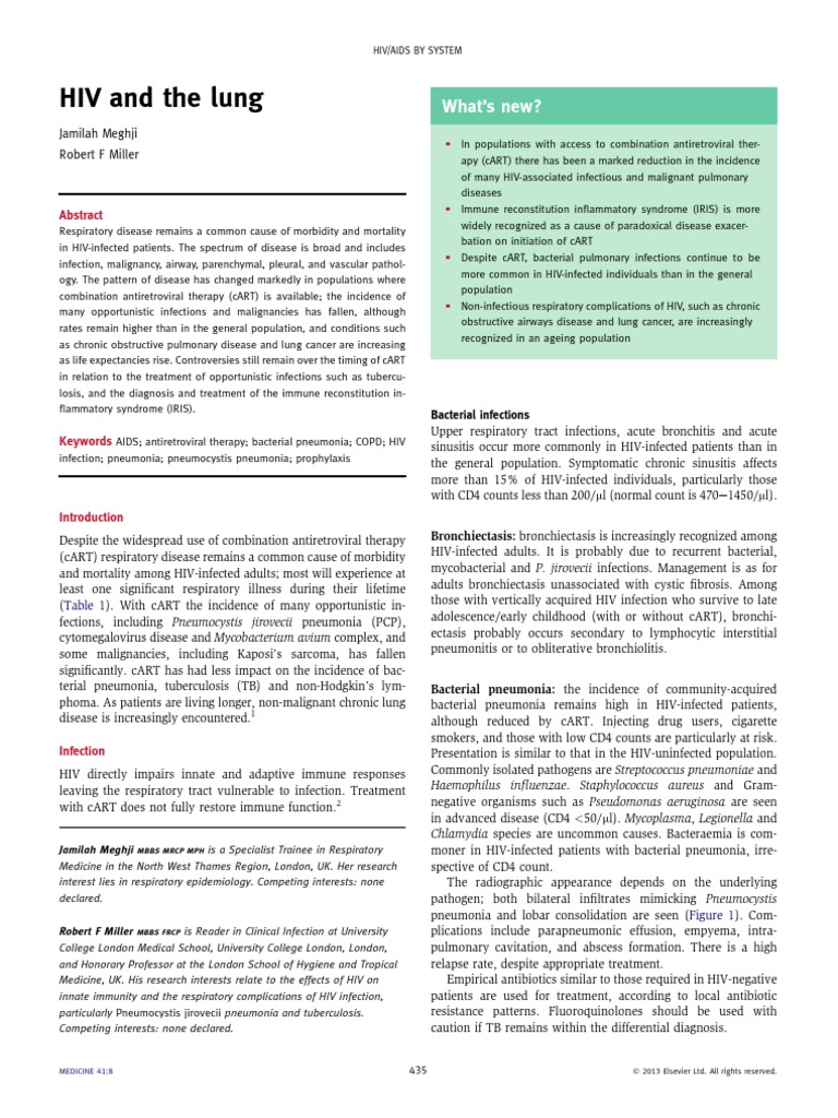 HIV and The Lung 2013 | PDF | Pneumonia | Tuberculosis
