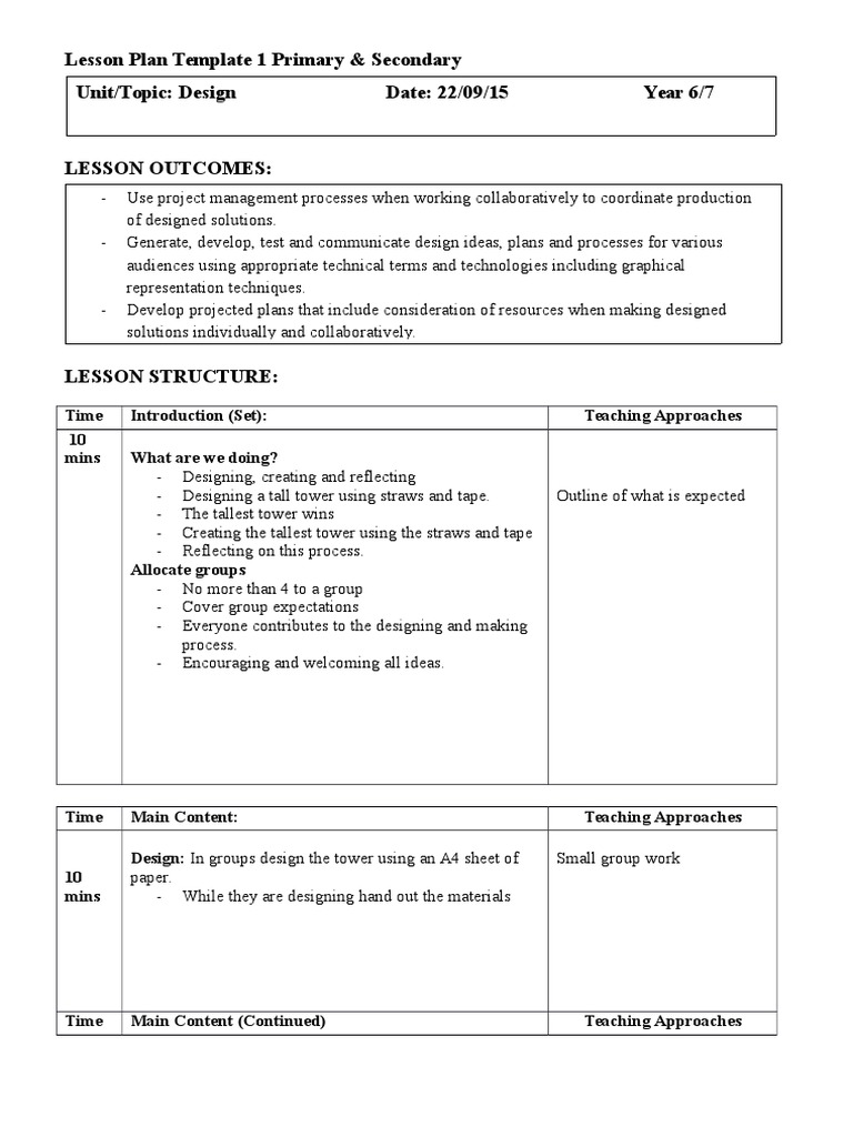 Lesson Plan 2 | PDF | Educational Assessment | Curriculum
