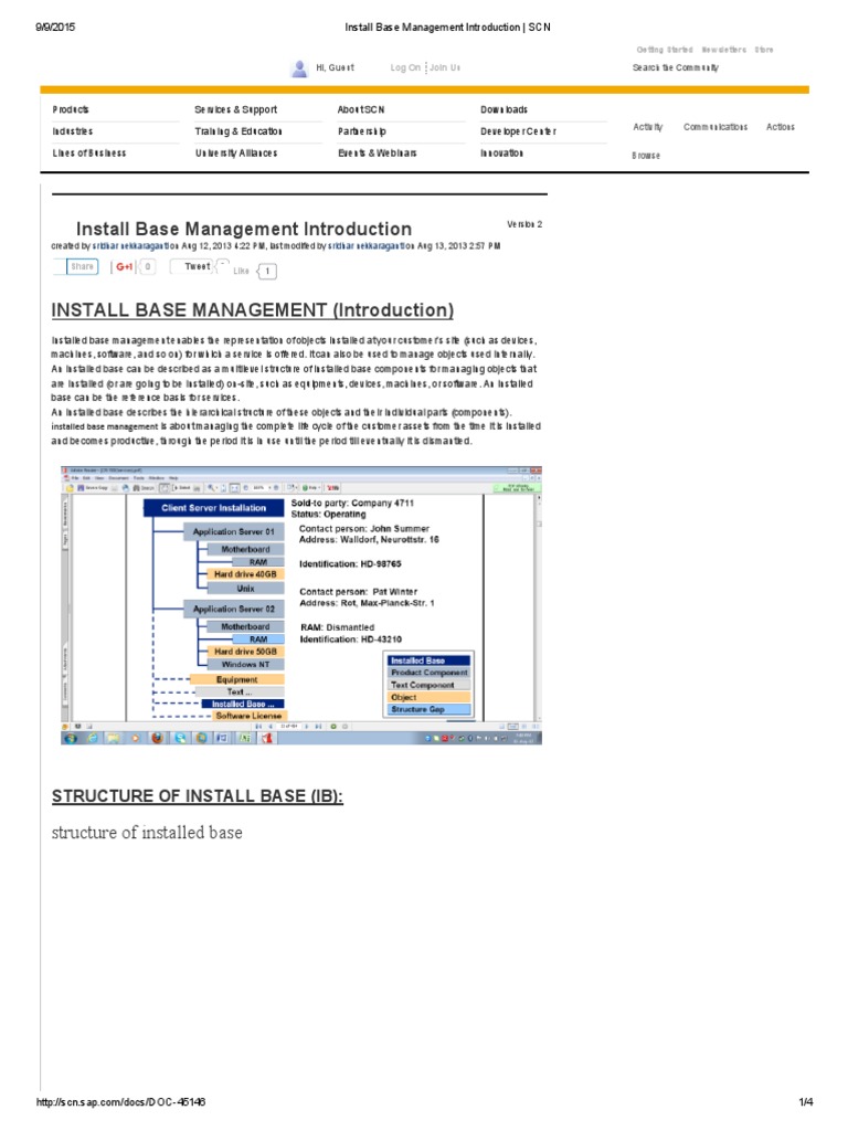 Install Base Management Introduction PDF Service Level Agreement