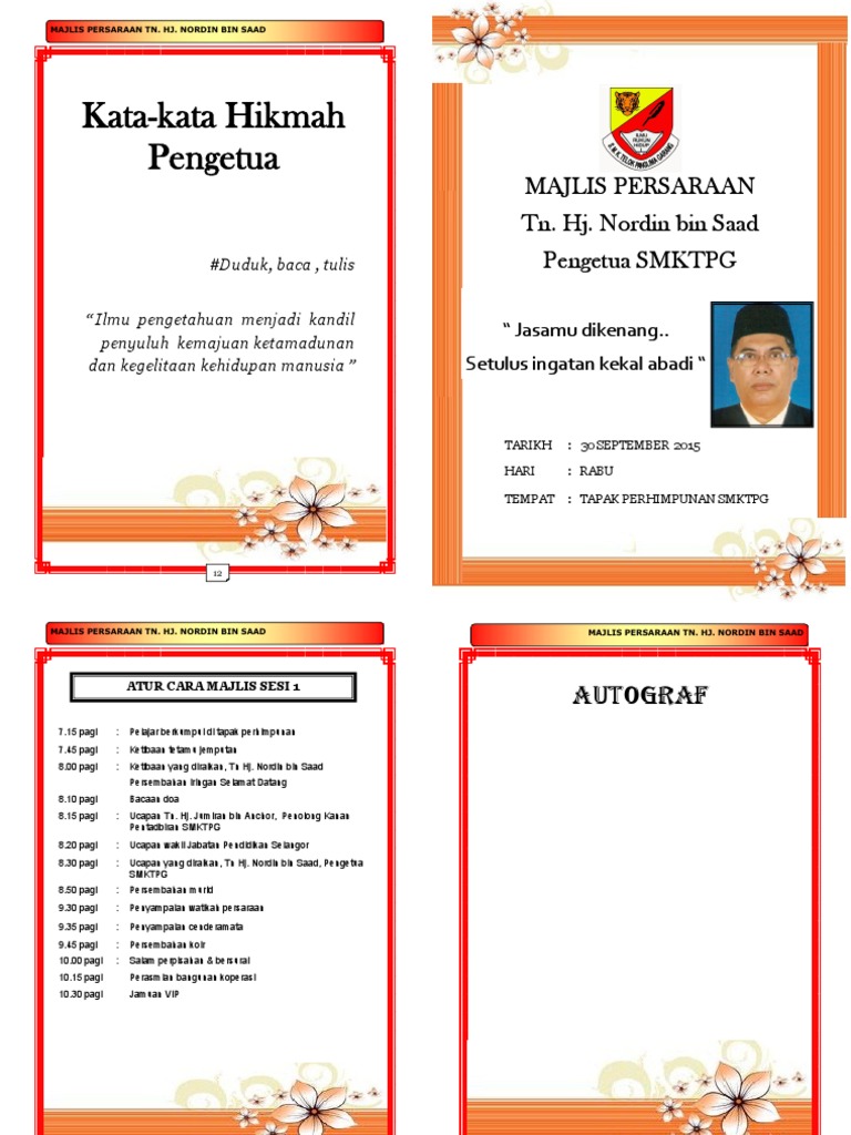 Kata-kata Hikmah Pengetua: Majlis Persaraan Tn. Hj. Nordin 