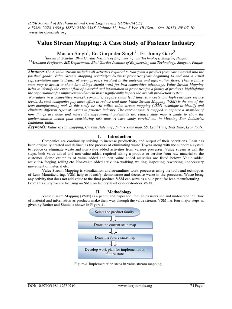 Value Stream Mapping in Fastener Industry | PDF | Lean Manufacturing ...