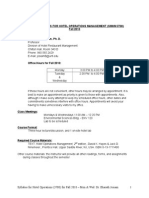 Course Syllabus For Hotel Operations Management (SMHM 3700) Fall 2010 Instructor: Bharath M. Josiam, Ph. D