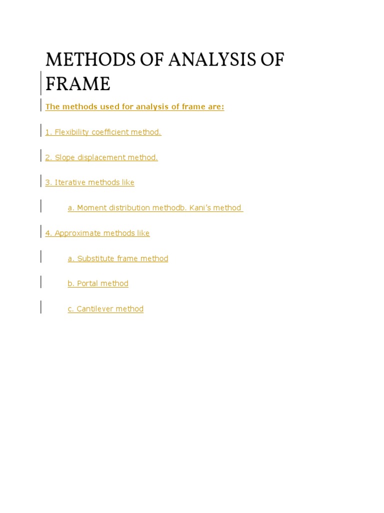 Frame Analysis Methods Overview | PDF
