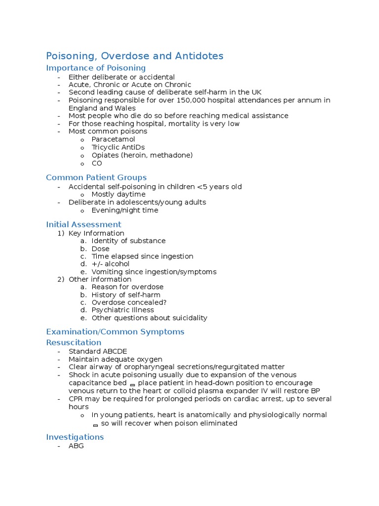Poisoning | PDF | Drug Overdose | Dialysis