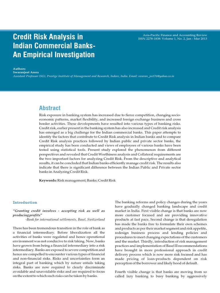 Credit Risk Analysis | PDF | Banks | Credit Risk