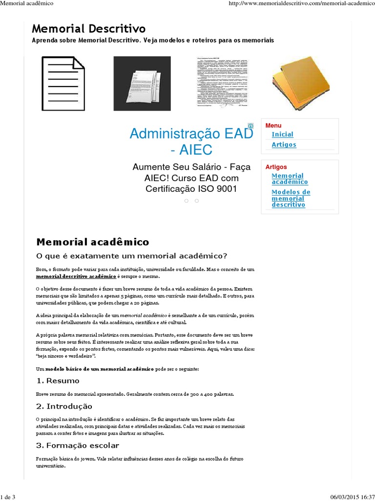 Guia completo para a elaboração de um memorial acadêmico | PDF ...