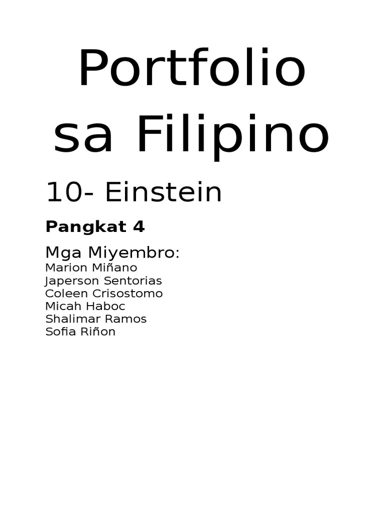 Portfolio Sa Filipino: 10-Einstein | PDF