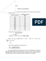 Activity 7: Excel Project: Area Perpendicular MM S Rate CM Min The Flow CM