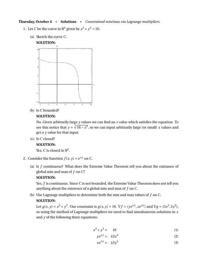 Lagrange Multipliers in Optimization Problems | PDF | Algebra | Applied ...